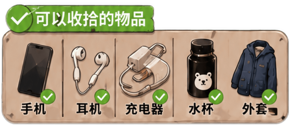 可收拾物品